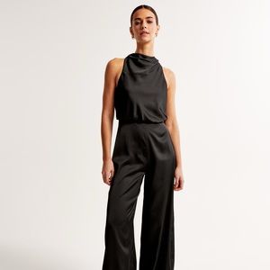 High-Neck Draped Jumpsuit